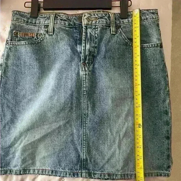 LEI Denim Blue Jean Skirt Vintage 90s Y2K Juniors 17" Length Size 9 - Picture 9 of 9